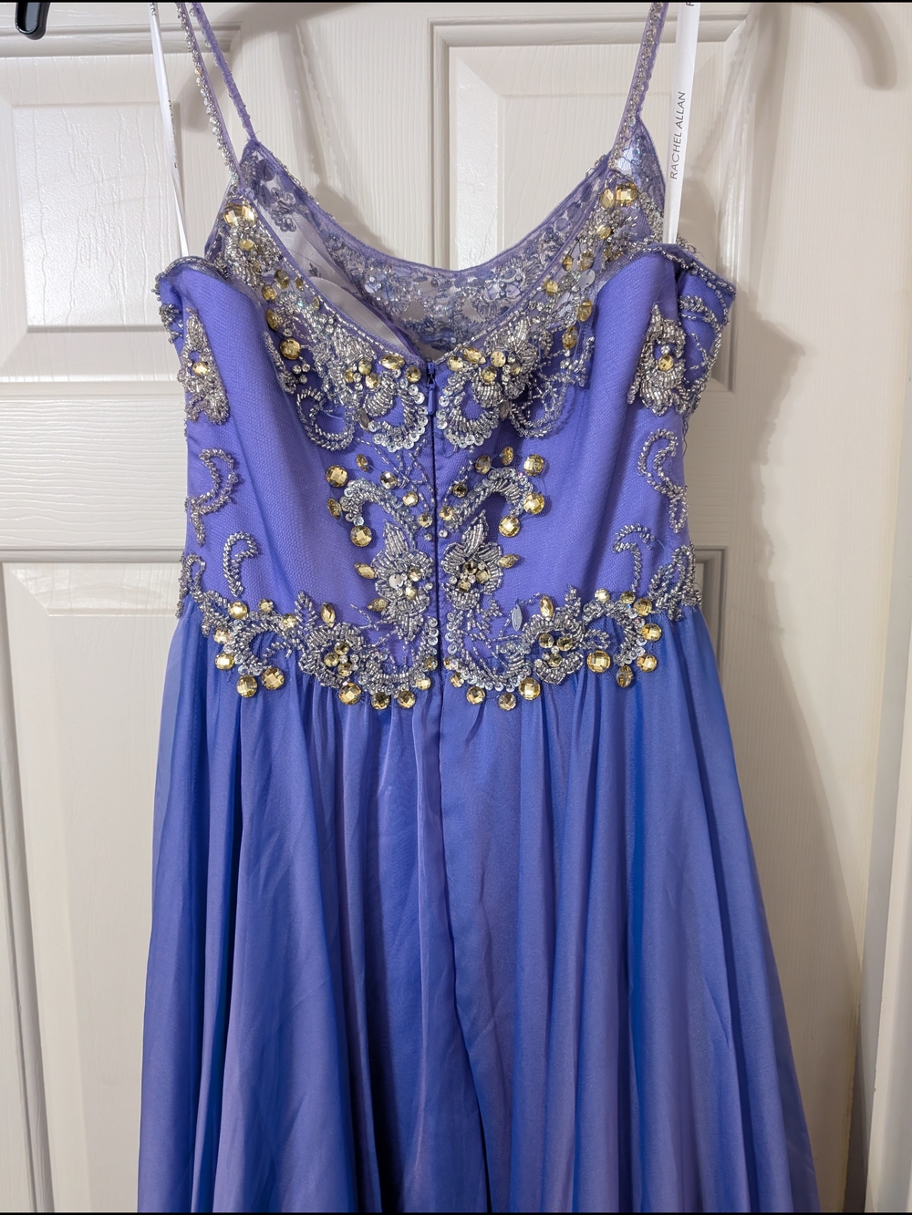 Rachel Allan Off-Shoulder Lavender Evening Gown - Picture 7 of 12